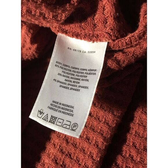 Anthropologie Akemi + Kin Waffle Weave Twist Front Burnt Orange Size Small - Picture 4 of 5
